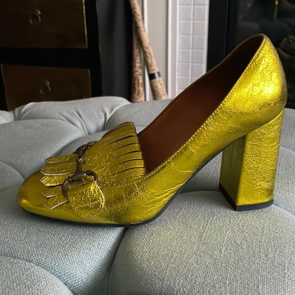 Jonak Story Yellow Metallic Block Heels - Picture 11 of 16